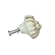 White - Image 2 - Set of 6 Rustic Antique White Finish Cast Iron Nautilus Shell Drawer Pulls - 2 Inches Long - Nautical
