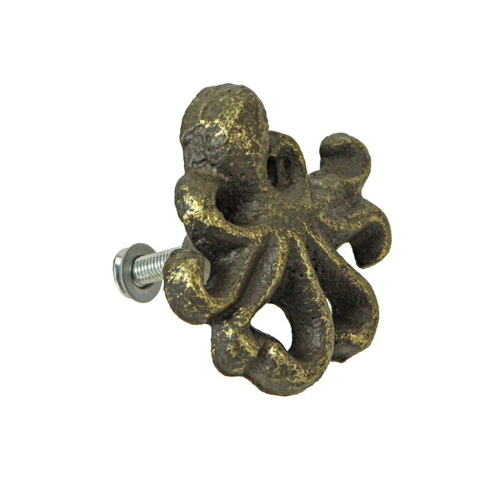 Bronze - Image 6 - Set of 6 Rustic Bronze Finish Cast Iron Octopus Drawer Pulls - Decorative Cabinet Knobs - Nautical Home