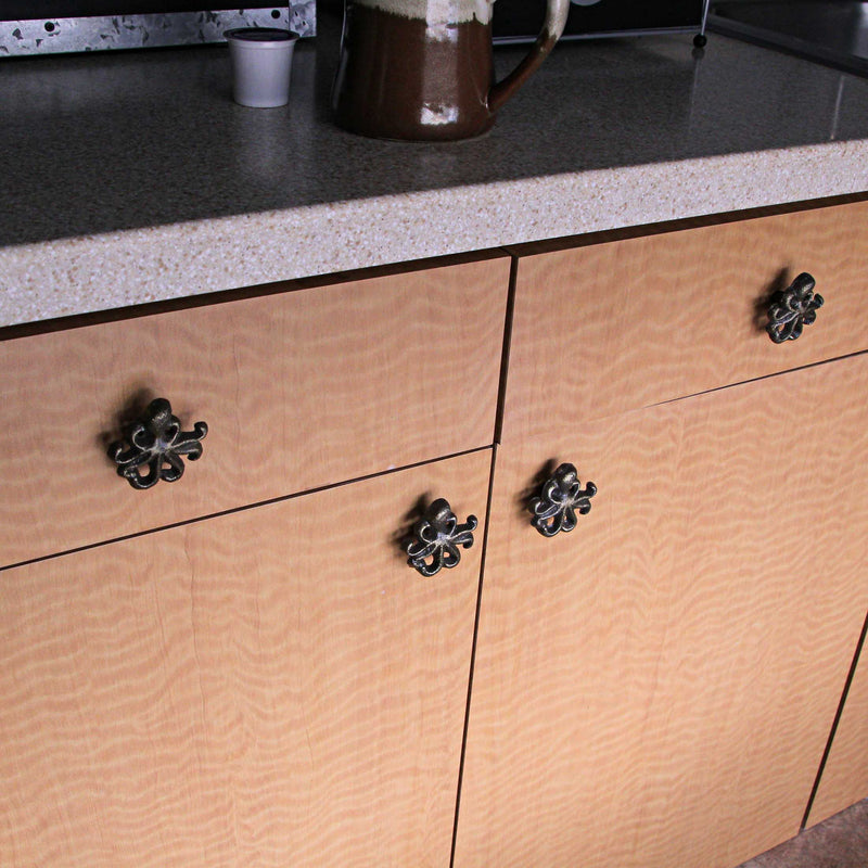 Bronze - Image 4 - Set of 6 Rustic Bronze Finish Cast Iron Octopus Drawer Pulls - Decorative Cabinet Knobs - Nautical Home