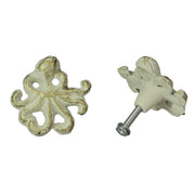 White - Image 7 - Set of 6 Rustic White Finish Cast Iron Octopus Drawer Pulls - Decorative Cabinet Knobs - Nautical Home