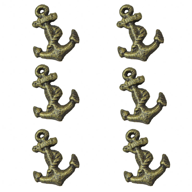 Zeckos Set of 6 Rustic Bronze Finish Cast Iron Ship Anchor Drawer Pulls - Elevate Your Home Decor with Classic and Durable
