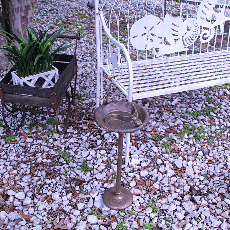 Bronze - Image 4 - Rustic Cast Iron Bird Bath Feeder Pedestal in Antique Bronze Finish - 20 Inches HIgh - Perfect Home and