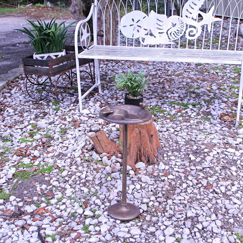Bronze - Image 5 - Rustic Cast Iron Bird Bath Feeder Pedestal in Antique Bronze Finish - 20 Inches HIgh - Perfect Home and