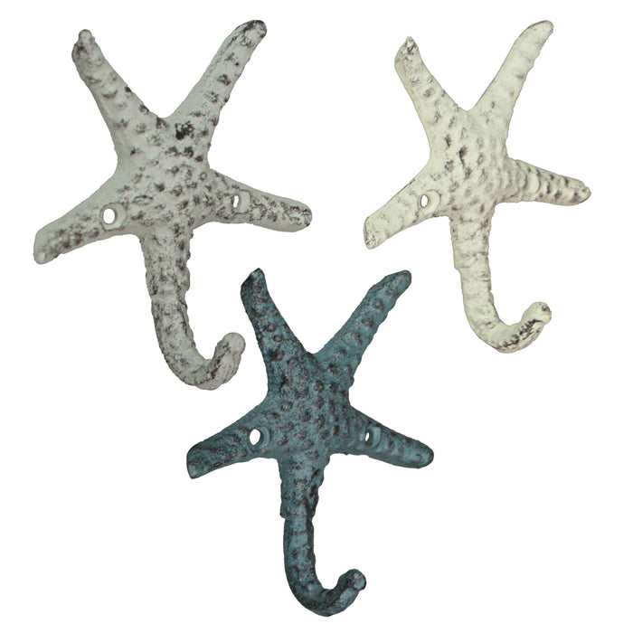 Nautical - Image 4 - Set of 3 Cast Iron Nautical Starfish Wall Hooks - Stylish and Functional Towel, Hat, and Key Hangers -