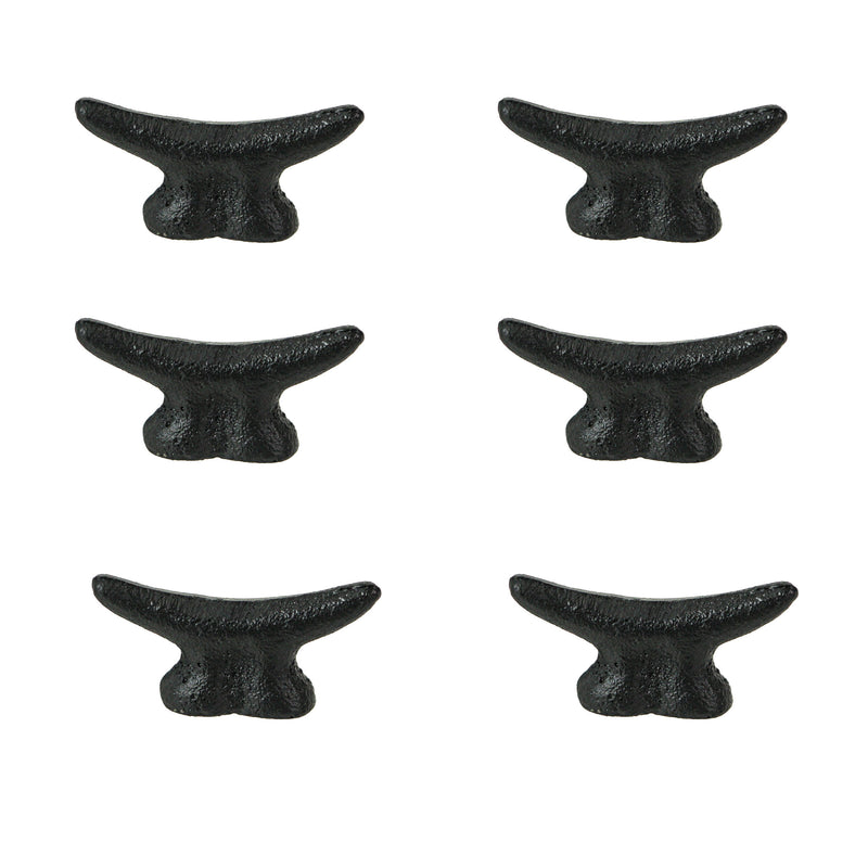 Black - Image 6 - Set of 6 Matte Black Cast Iron Boat Cleat Drawer Pulls - 2.5 Inches Long, Decorative Nautical Cabinet Knobs