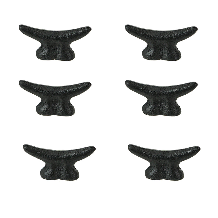 Black - Image 6 - Set of 6 Matte Black Cast Iron Boat Cleat Drawer Pulls: 2.5 Inches Long, Decorative Nautical Cabinet Knobs