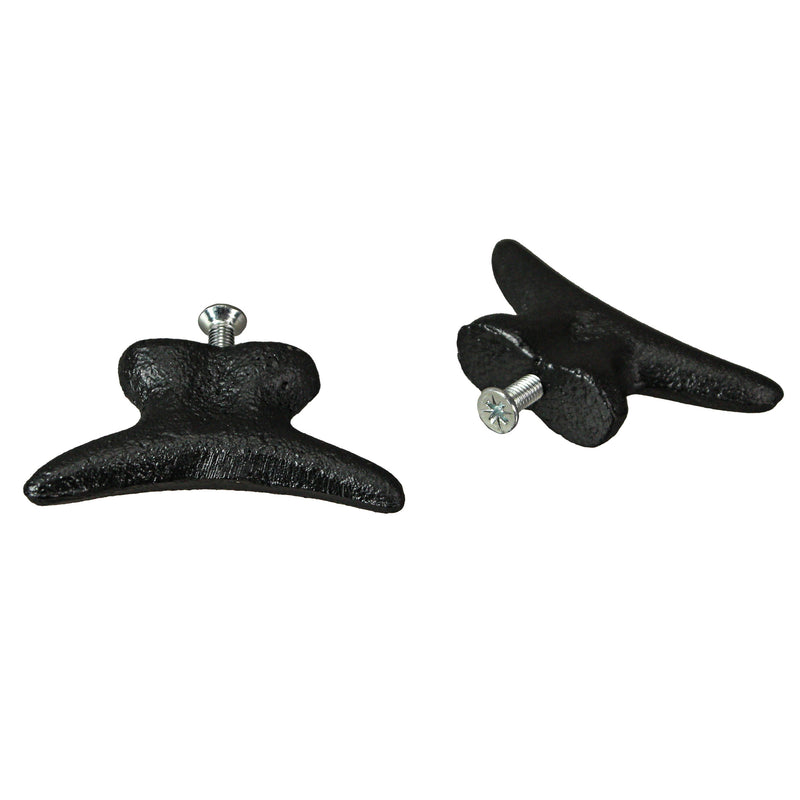 Black - Image 2 - Set of 6 Matte Black Cast Iron Boat Cleat Drawer Pulls - 2.5 Inches Long, Decorative Nautical Cabinet Knobs