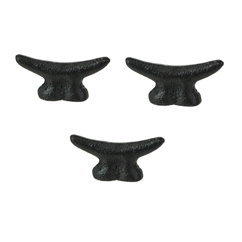 Black - Image 3 - Set of 6 Matte Black Cast Iron Boat Cleat Drawer Pulls - 2.5 Inches Long, Decorative Nautical Cabinet Knobs