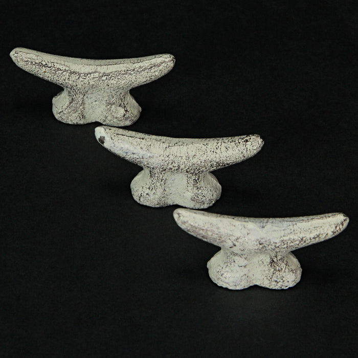 Off-white - Image 2 - Set of 6 Antique White Cast Iron Boat Cleat Drawer Pulls: 2.5 Inches Long, Decorative Nautical Cabinet