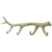 Painted Brown and White Cast Iron Deer Antler Wall Mounted Hook Rack Coat Towel Key Hat Hanger - Easy Install - Lodge, Cabin