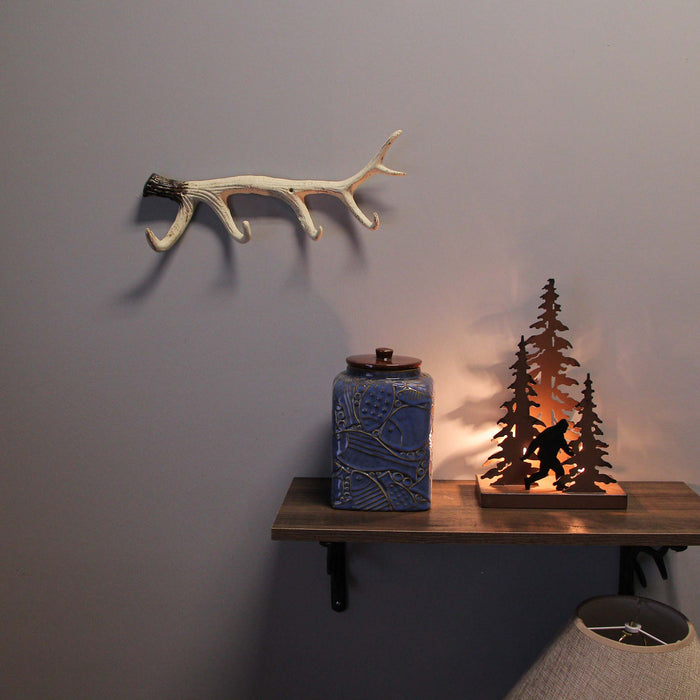 Deer Antler Coat Hooks Cabin Coat Rack Painted Brown And White