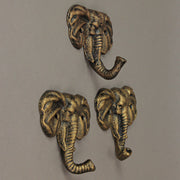 Set of 3 Cast Iron Elephant Antique Gold Wall Hooks - Stylish, Durable, and Functional Decorative Hooks for Organizing Hats,