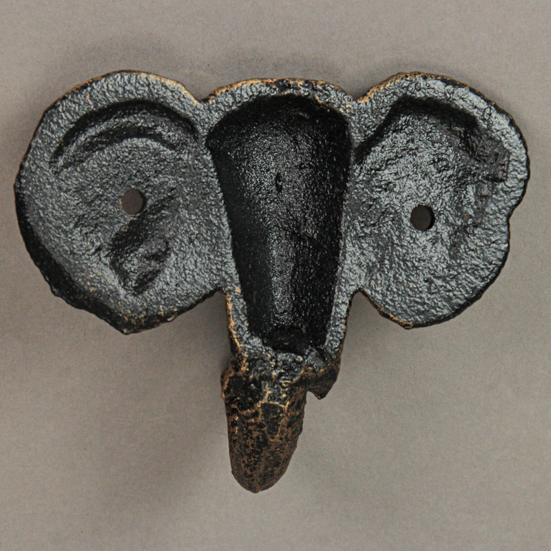 Set of 3 Cast Iron Elephant Antique Gold Wall Hooks - Stylish, Durable, and Functional Decorative Hooks for Organizing Hats,