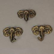 Set of 3 Cast Iron Elephant Antique Gold Wall Hooks - Stylish, Durable, and Functional Decorative Hooks for Organizing Hats,