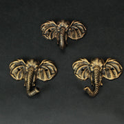 Set of 3 Cast Iron Elephant Antique Gold Wall Hooks - Stylish, Durable, and Functional Decorative Hooks for Organizing Hats,