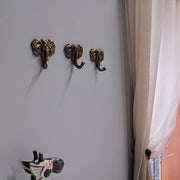 Set of 3 Cast Iron Elephant Antique Gold Wall Hooks - Stylish, Durable, and Functional Decorative Hooks for Organizing Hats,