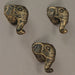 Set of 6 Antique Gold Finish Cast Iron Elephant Head Cabinet Knobs Decorative Drawer Pulls - 2 Inches Tall, Easy Install -