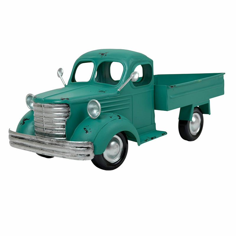 Teal - Image 8 - Zeckos Vintage Pickup Truck Garden Planter, 14-Inch Distressed Teal Metal