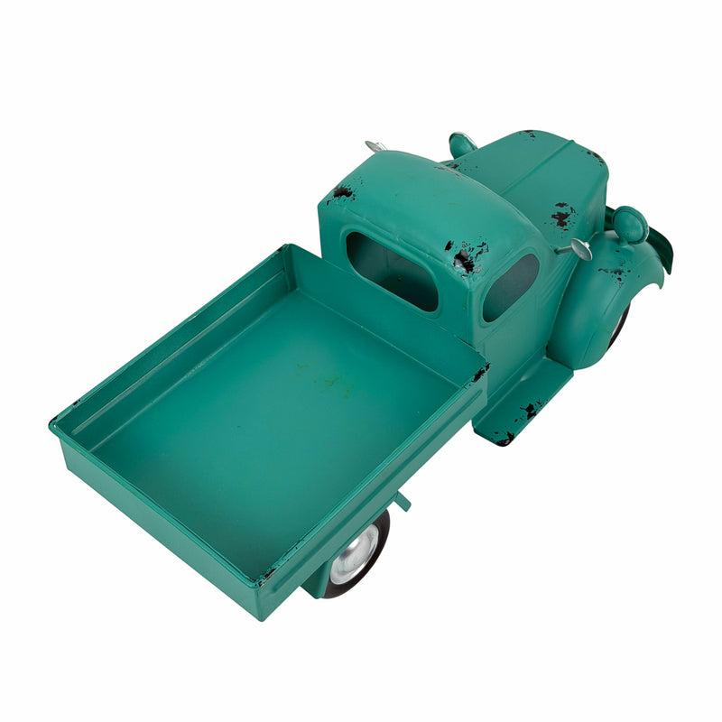 Teal - Image 3 - Zeckos Vintage Pickup Truck Garden Planter, 14-Inch Distressed Teal Metal
