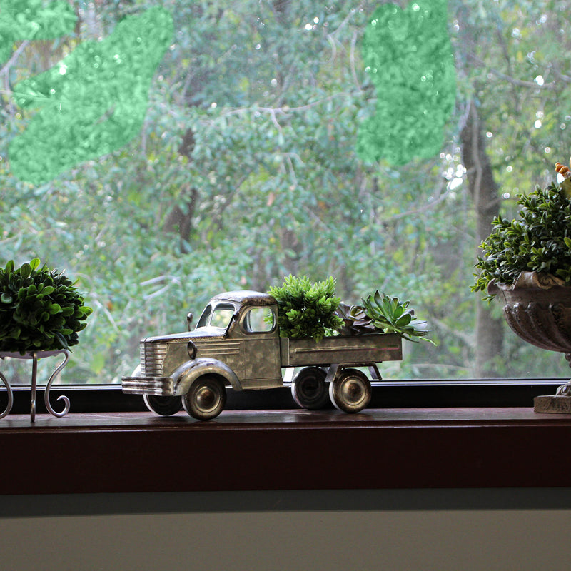 Metal Truck Planter, 14 Inch Distressed Galvanized Silver Pickup Image 7