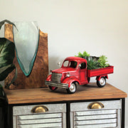 Metal Truck Planter, 14 Inch Rustic Red Vintage Pickup Image 5