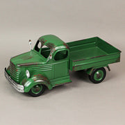 Metal Antique Truck Planter - Vintage Green, 14 Inches Long, Rustic Indoor/Outdoor Decor, Durable Weathered Finish, Charming
