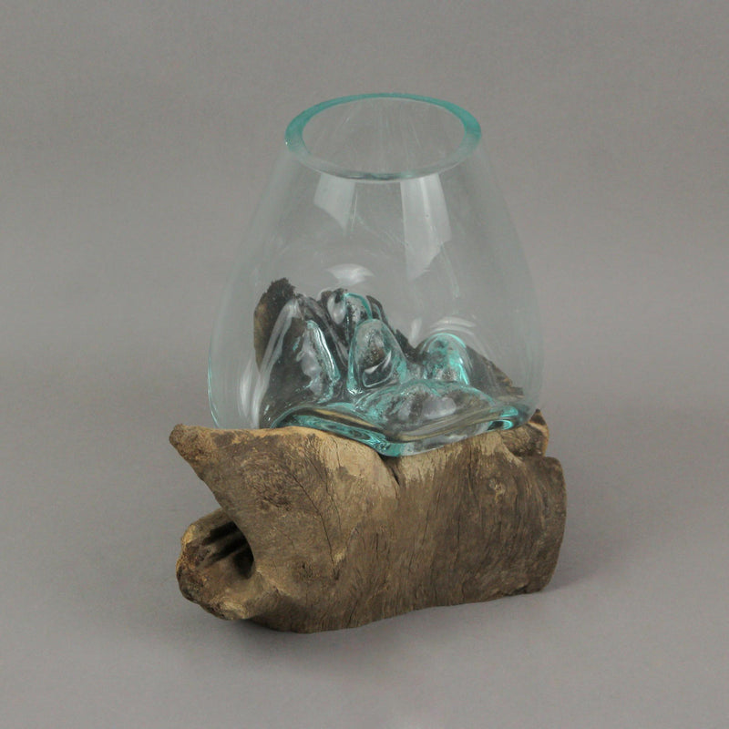 Molten Glass Vase on Teak Driftwood, 7.5 Inch Image 5