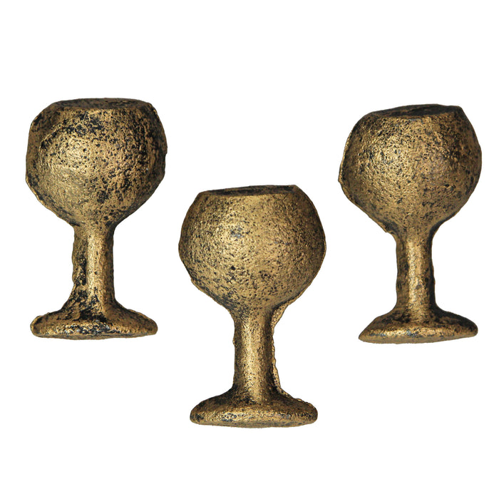Gold - Image 7 - Set of 6 Antique Gold Finish Cast Iron Wine Glass Decorative Cabinet Knobs and Drawer Pulls - Elegant 1.75