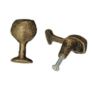 Gold - Image 8 - Set of 6 Antique Gold Finish Cast Iron Wine Glass Decorative Cabinet Knobs and Drawer Pulls - Elegant 1.75