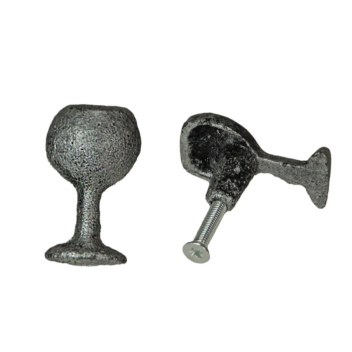 Silver - Image 8 - Antique Silver Finish Cast Iron Wine Glass Decorative Cabinet Knob Drawer Pulls Set of 6