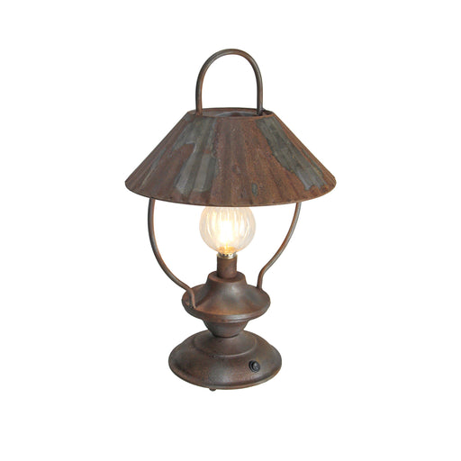 17 Inch Rustic Metal LED Lantern Battery Operated Aged Lamp Indoor Accent Light Western Décor Image 1