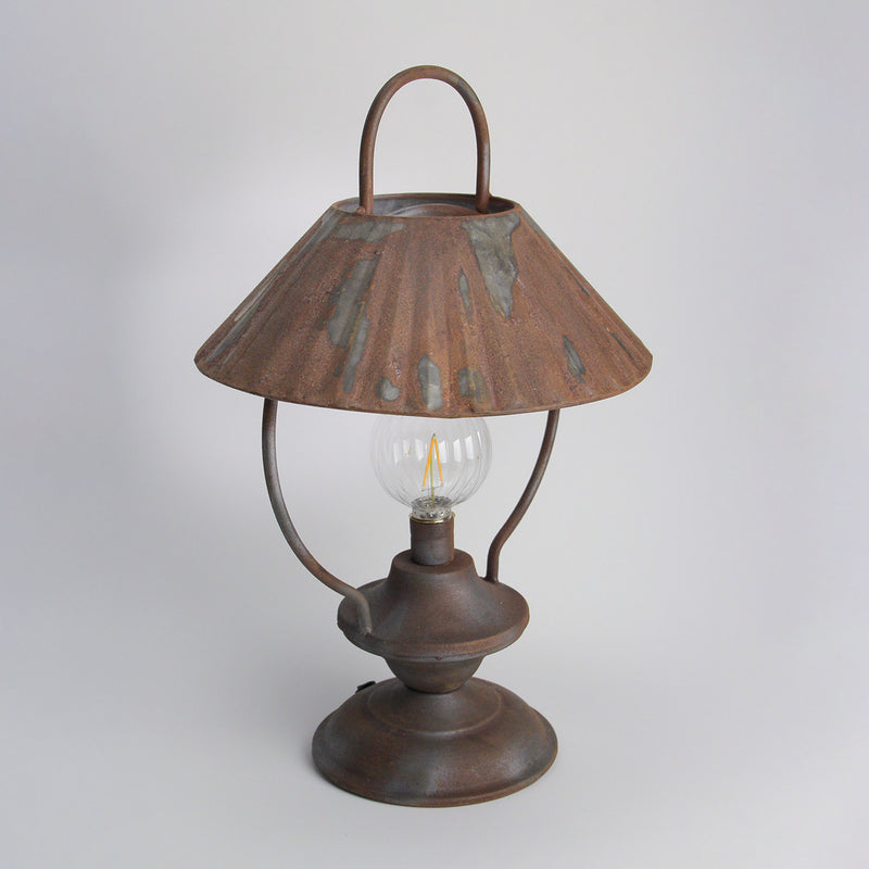 17-Inch Rustic Metal LED Light Lantern - Battery Operated, Aged Finish Lamp - Perfect for Cabin and Lodge Themed Indoor