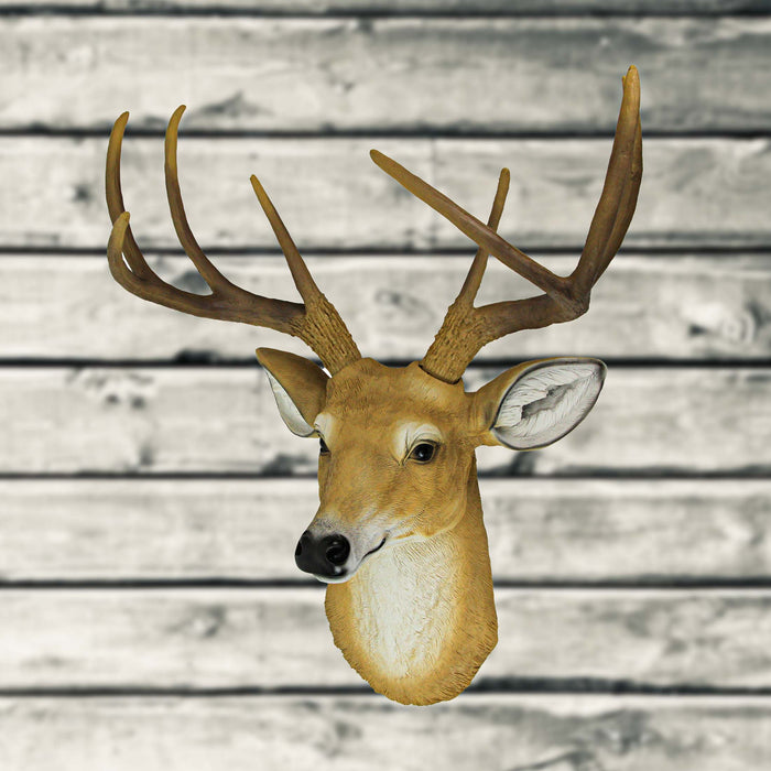 20 Inch 8-Point Buck Deer Head Wall Mounted Bust Sculpture Hunting Home Decor Image 4