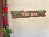 39-Inch Long Hand-Carved and Hand-Painted Wooden Tiki Bar Wall Hanging Sign with Palm Tree Accents and Rope Hanger - Artisan