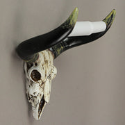 Southwestern Bull Skull Wall Mount Decorative Toilet Paper Holder: Rustic Resin Steer Skull Bathroom Decor - Western Charm