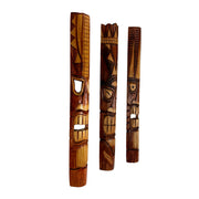 Set of 3 Tiki Mask Wall Sculptures, Hawaiian Gods, 40 Inch Image 3