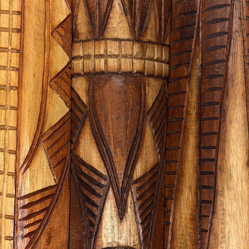 Set of 3 Tiki Mask Wall Sculptures, Hawaiian Gods, 40 Inch Image 8