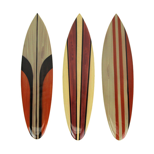 15.75 Inch - Image 1 - 16 In Hand Carved Painted Wooden Surfboard Wall Hanging Decor Beach Art Set of 3
