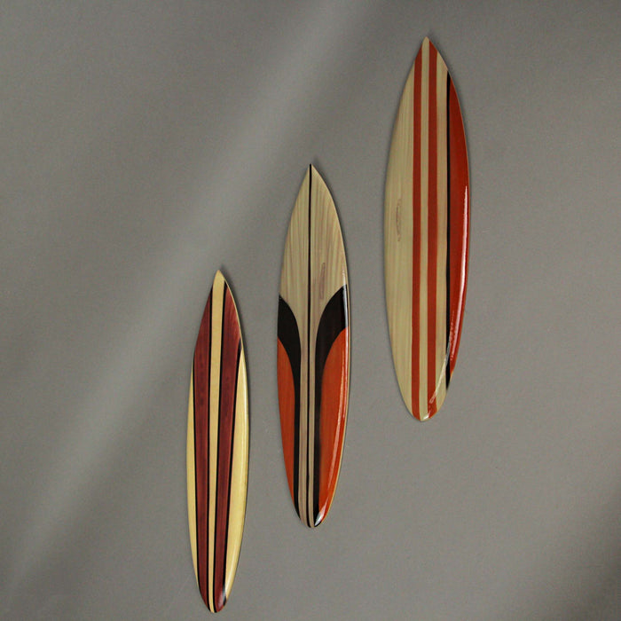 15.75 Inch - Image 2 - 16 In Hand Carved Painted Wooden Surfboard Wall Hanging Decor Beach Art Set of 3