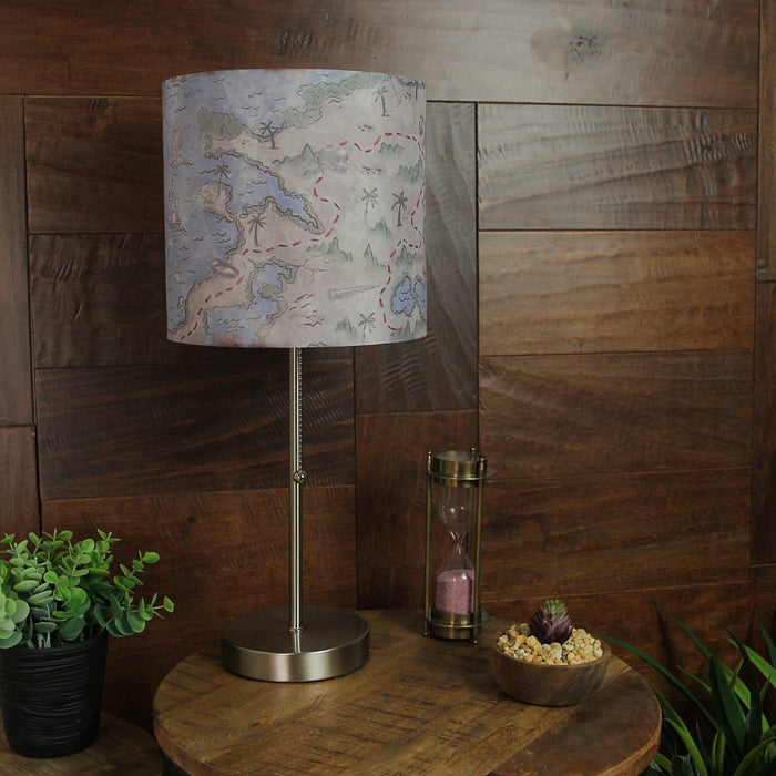 Decorative Treasure Map Brushed Nickel Accent Lamp Coastal Pirate Beach Decor Image 5