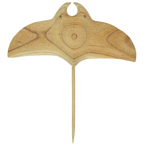 18.25 Inch - Image 1 - Hand-Carved Natural Finish Wooden Stingray Wall Hanging Sculpture - Captivating Manta Ray Home Decor