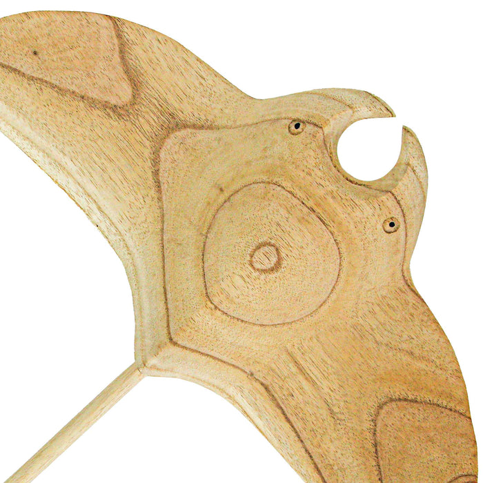 18.25 Inch - Image 9 - Hand-Carved Natural Finish Wooden Stingray Wall Hanging Sculpture - Captivating Manta Ray Home Decor