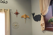 18.25 Inch - Image 4 - Hand-Carved Natural Finish Wooden Stingray Wall Hanging Sculpture - Captivating Manta Ray Home Decor