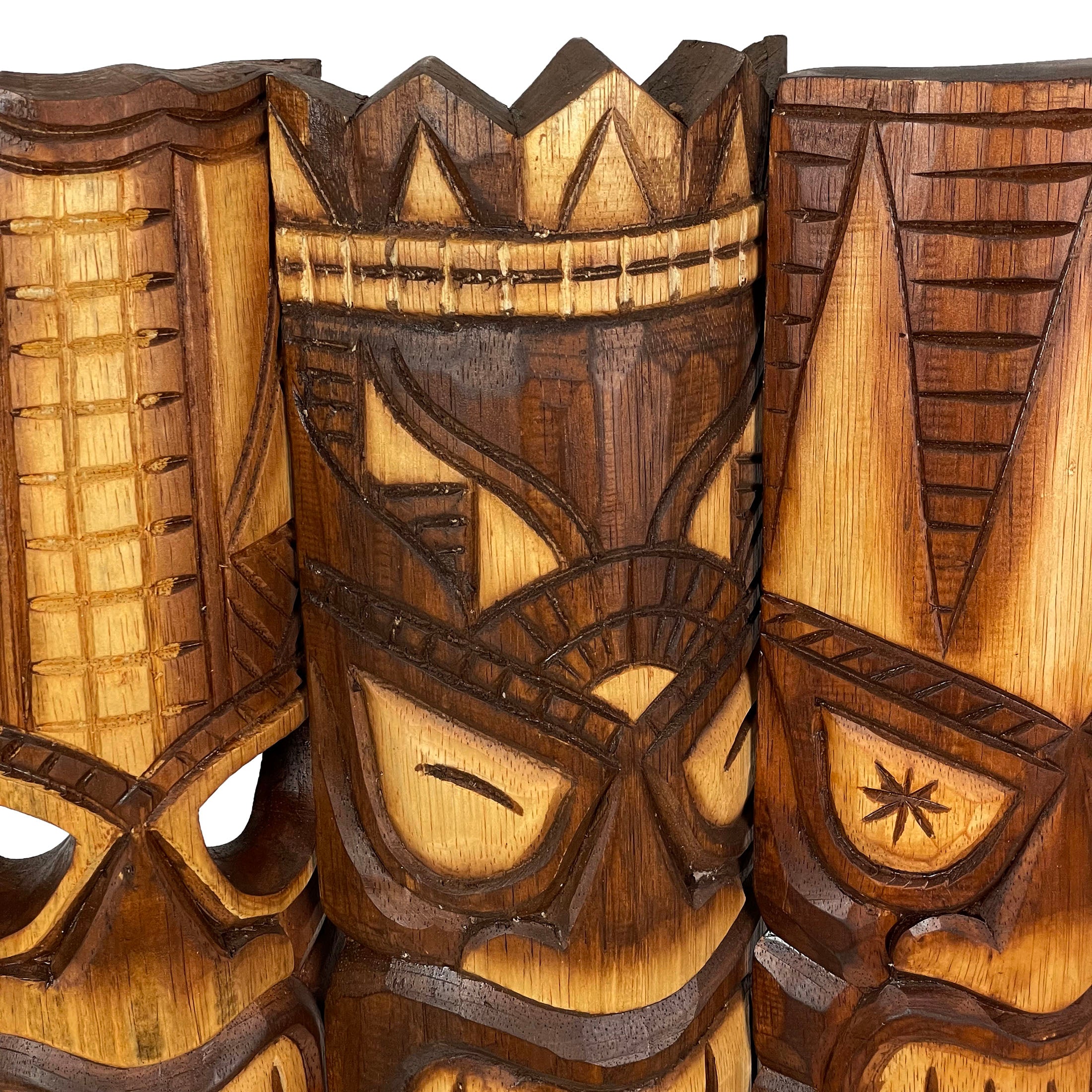 Carved Wood Tiki God Masks Tropical Beach Hawaiian Home Decor — Zeckos