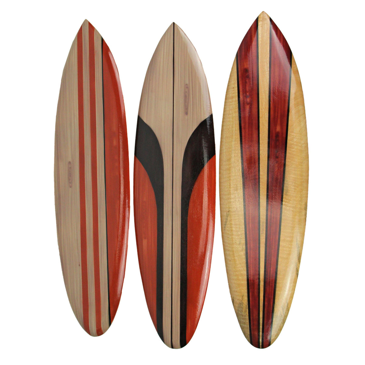 32 In Hand Carved Painted Wooden Surfboard Wall Hanging — Zeckos