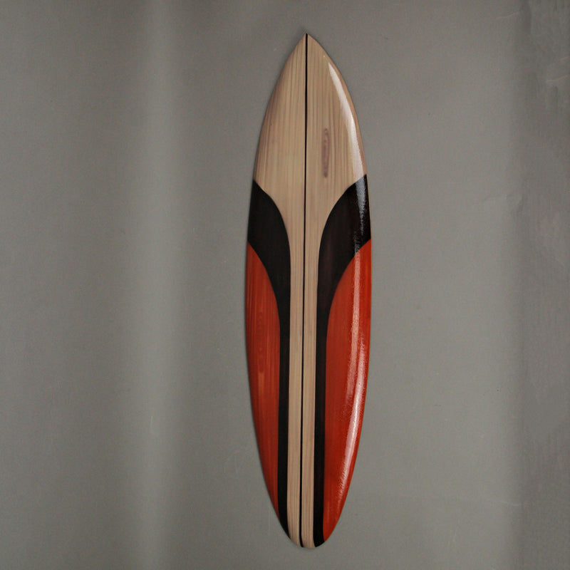Set of 3 Hand-Carved Painted Striped Wood Surfboard Wall Hangings - Beach Decor Art Accent Pieces - Each 32 Inches Long -