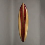 Set of 3 Hand-Carved Painted Striped Wood Surfboard Wall Hangings - Beach Decor Art Accent Pieces - Each 32 Inches Long -
