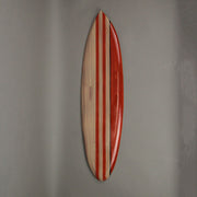 Set of 3 Hand-Carved Painted Striped Wood Surfboard Wall Hangings - Beach Decor Art Accent Pieces - Each 32 Inches Long -