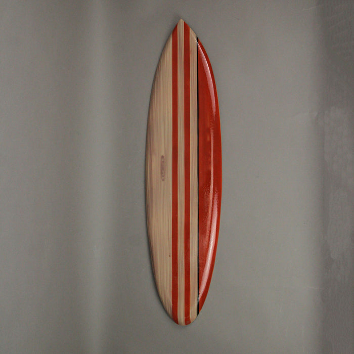 Set of 3 Hand-Carved Painted Striped Wood Surfboard Wall Hangings - Beach Decor Art Accent Pieces - Each 32 Inches Long -