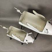 White - Image 3 - Set of 2 Rustic White Finish Metal Flying Pig Standing Planters For Herbs and Flowers - Charming